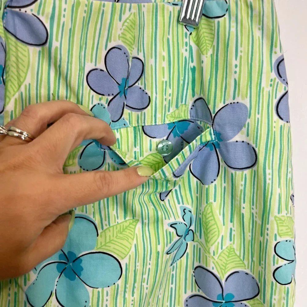 Lilly Pulitzer green floral mini skirt Size 10 tropical vacation A-line - Picture 5 of 9